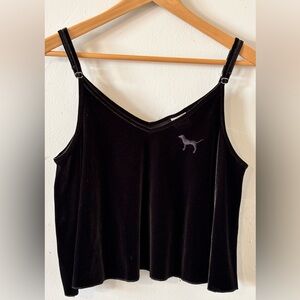 Victoria's Secret PINK Black Velvet Crop Top Camisole Women’s Size Medium